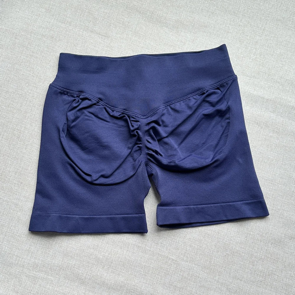 Seamless Yoga Shorts For Women Low Waist Triple Panel Waistband