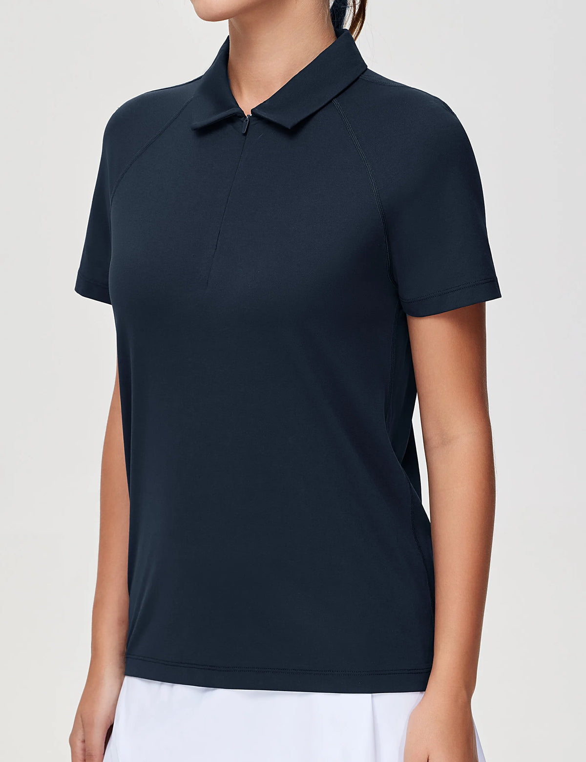 The Gym People Women Quick Dry Zip Collar Polo Shirt