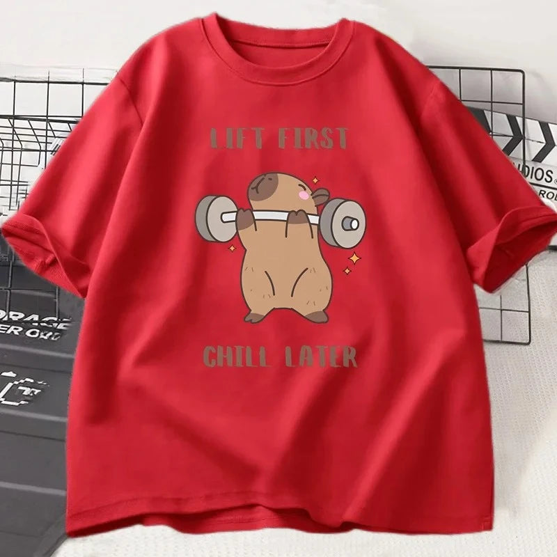 Capybara Gym T Shirt Women Sports Workout Fitness Tee
