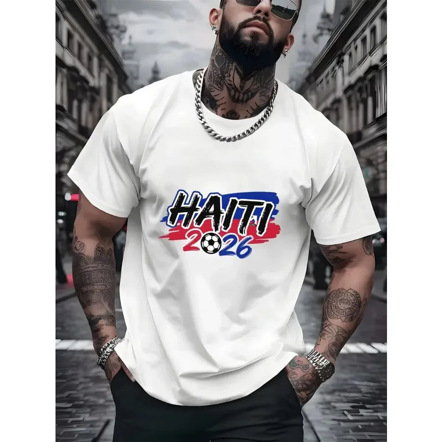 Men Haiti Soccer Fan Tee Crewneck Knit Top Inspired By Haitian Flag