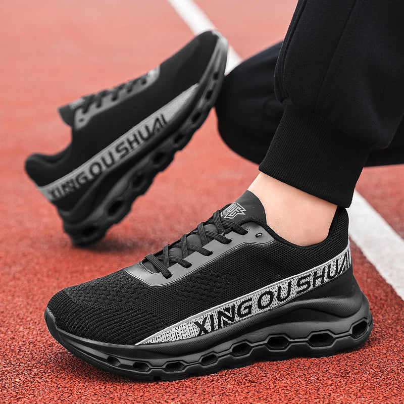 Hkta Men Breathable Mesh Sports Sneakers With Cushioning