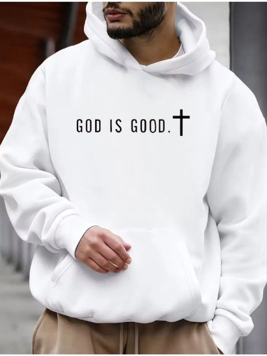 Mens Casual Printed Pullover Hoodie Sweater Soft Cotton Blend