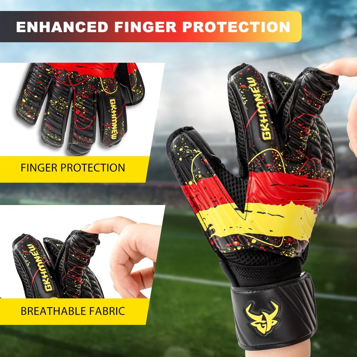 GKHMNEW GK7002 Goalkeeper Gloves With Latex Grip And Wrist Support