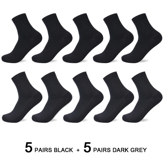 Men's Bamboo Fiber Socks 10 Pairs for Business Casual