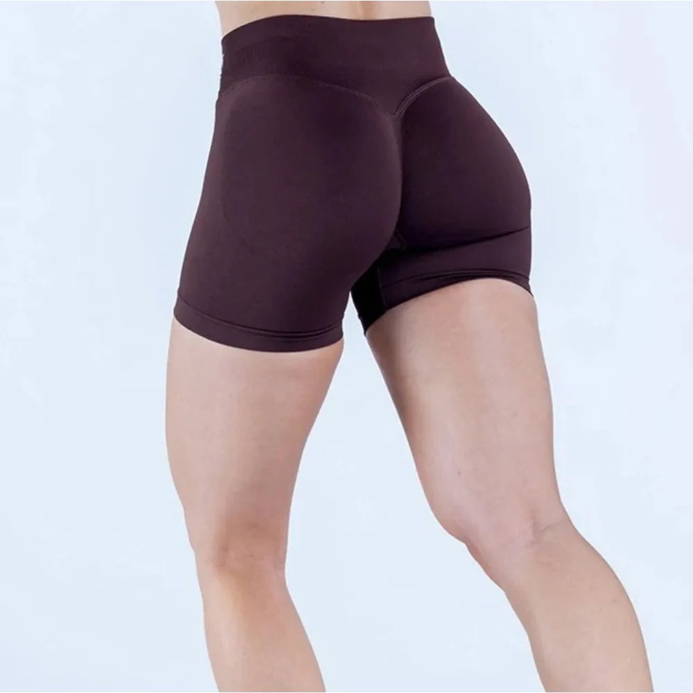 Seamless Yoga Shorts For Women Low Waist Triple Panel Waistband
